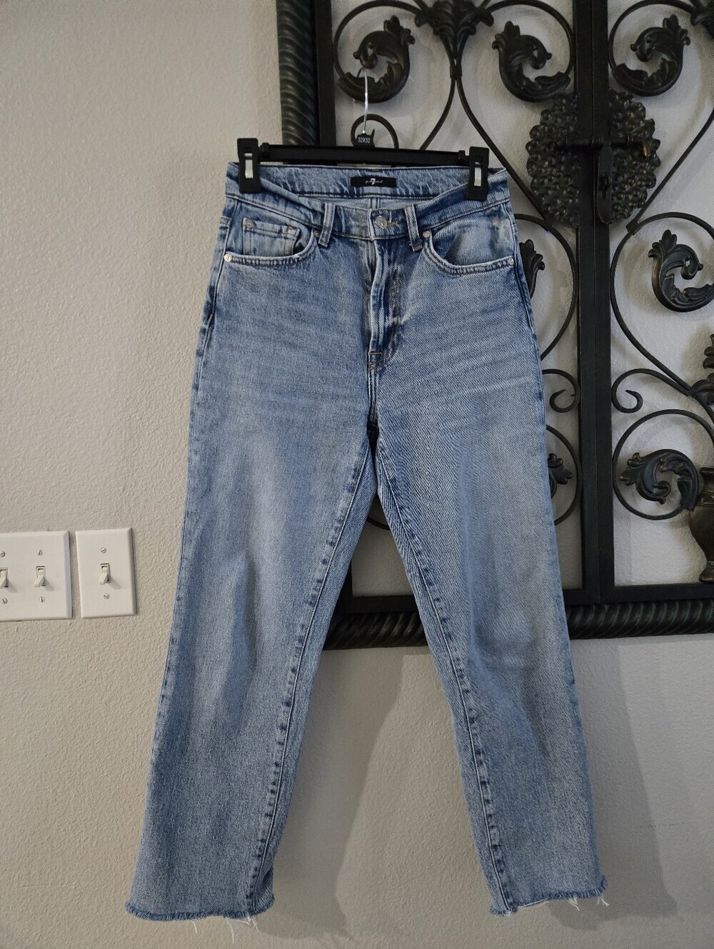 7 For All Mankind Logan Stovepipe Frayed Hem Jeans